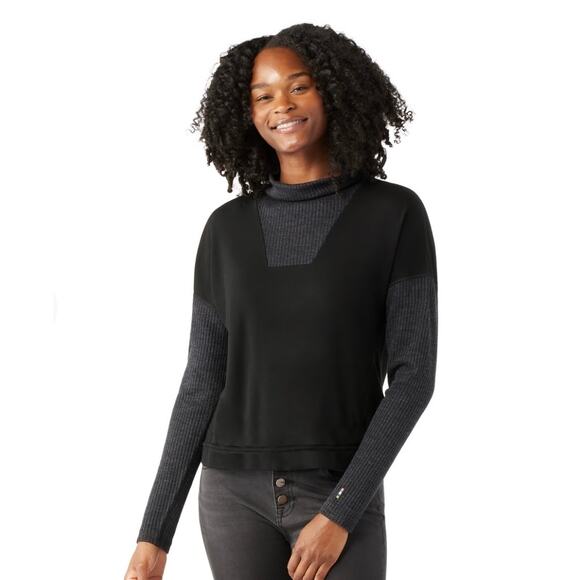 Smartwool Thermal Merino Wool Rib Top Funnel Mock Neck Cozy Relaxed Fit  - Small - Picture 1 of 10